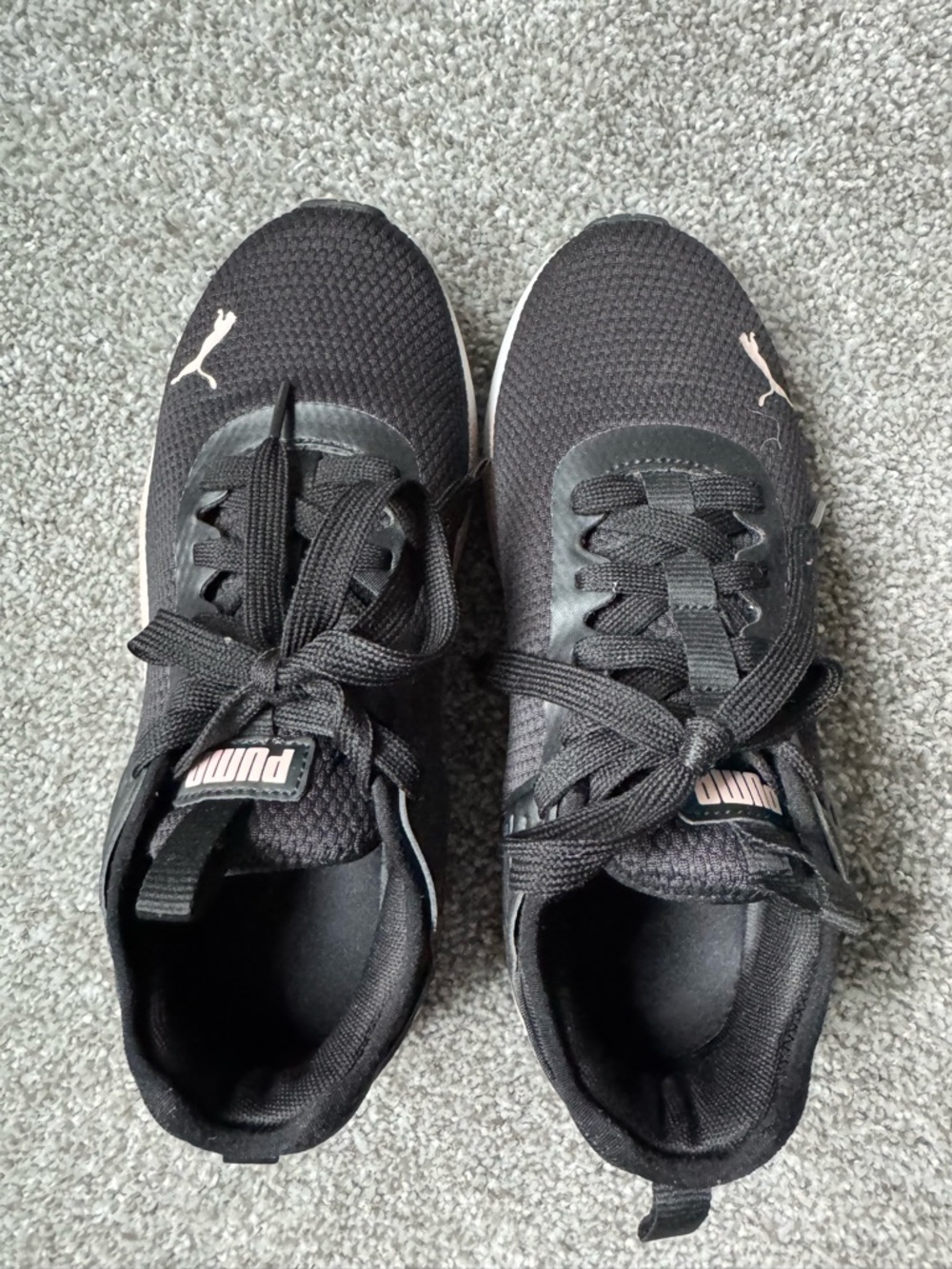 Puma Black Athletic Sneakers with Light Pink Logo
